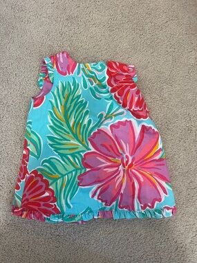 Lilly Pulitzer Girls Aqua, Pink & Red Floral Sleeveless Dress